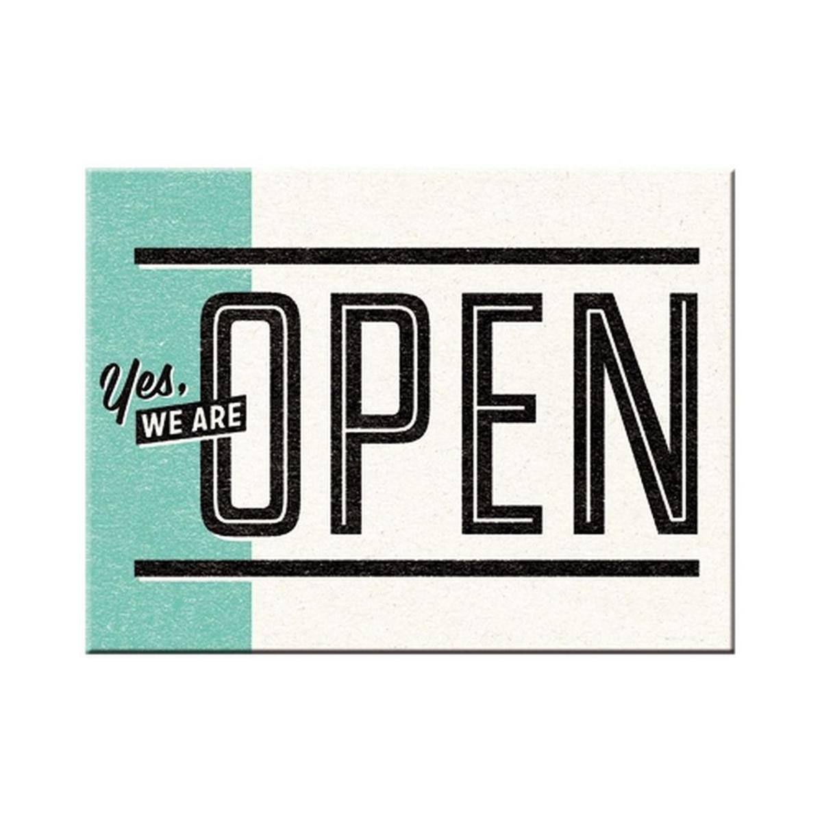 MAGNET 6/8 cm Achtung Yes, we are Open - Multicolor, Metall (8/6/0.1cm) - Nostalgic-Art