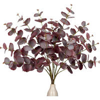 KUNSTZWEIG Eukalyptus 5er Set 73 cm - Bordeaux, Kunststoff (40cm)