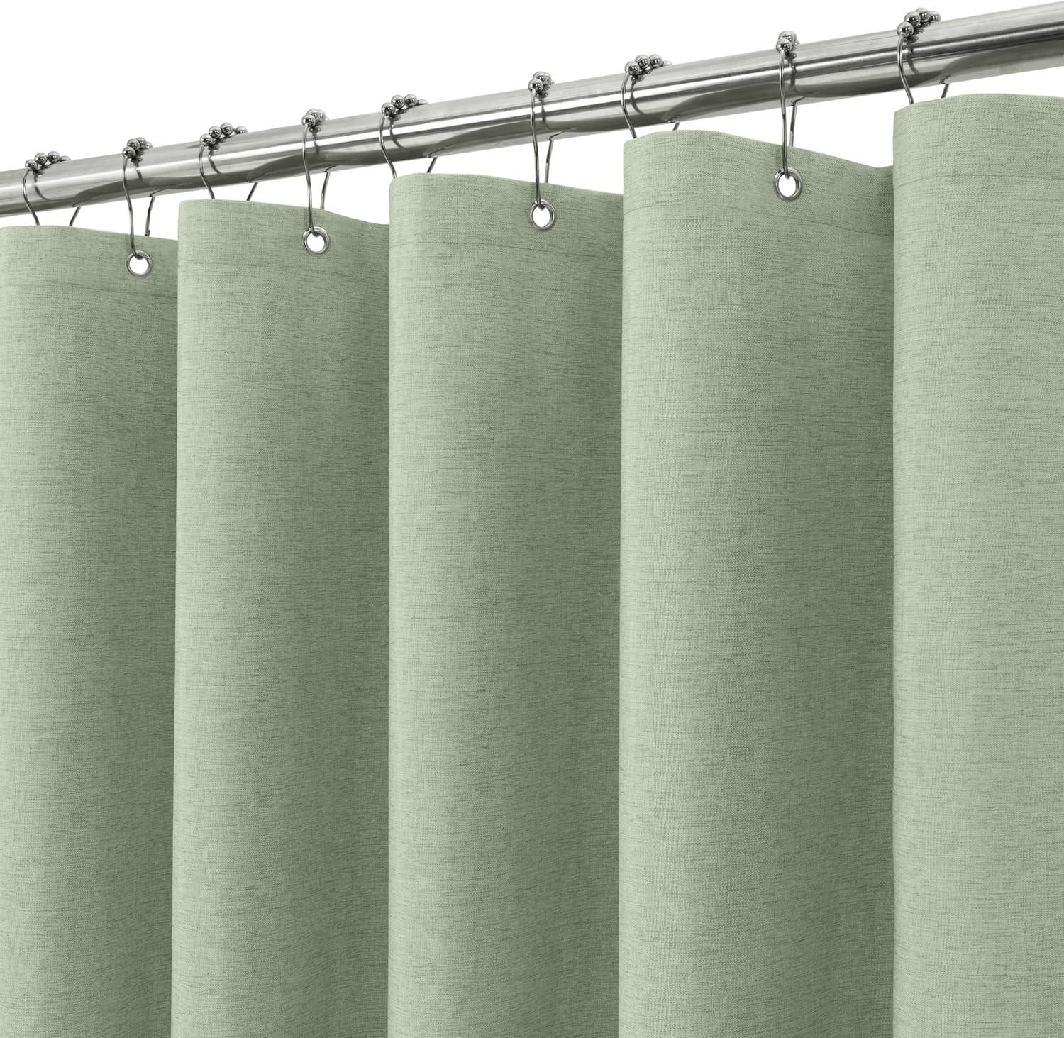 DUSCHVORHANG Leinen mit Ringen wasserdicht schimmelresistent Stoff Polyester für Dusche Grün - Grün, Textil (200/180cm) - MCBOSON
