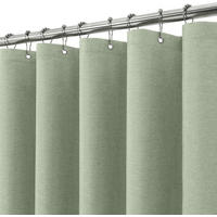 DUSCHVORHANG Leinen mit Ringen wasserdicht schimmelresistent Stoff Polyester für Dusche Grün - Grün, Textil (200/180cm) - MCBOSON