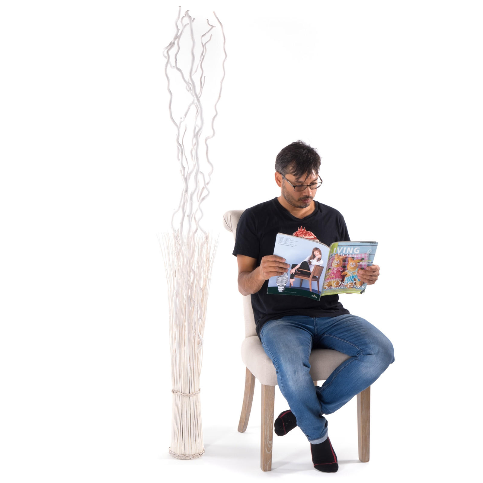 RAUMTEILER Nova Weidenzweige weiß - Weiß, Naturmaterialien (27/180/27cm) - DESIGN DELIGHTS
