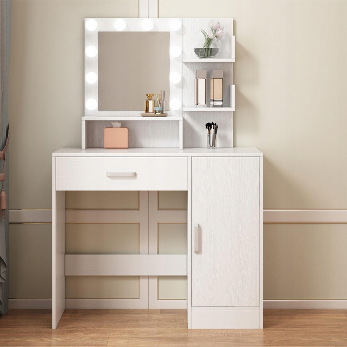 KOSMETIKTISCH weiß 137x90x40 cm - Weiß, Holzwerkstoff (90/137/40cm)