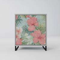 SIDEBOARD HAWAIIAN SPIRIT, Grau, 57,5x42x67,5 cm, Schwarze Metall-Rahmenfüße - Multicolor/Schwarz, Holzwerkstoff/Metall (57.5/67.5/42cm) - SpaceRebels