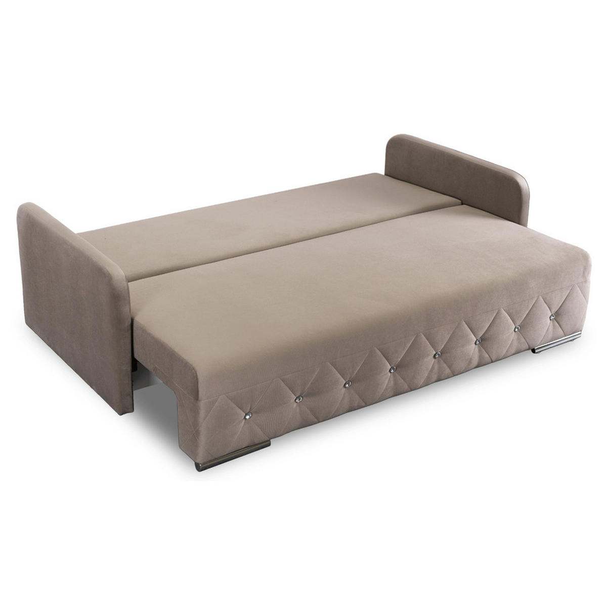 SOFA VIVO Ausklappbar Schlaffunktion Zweisitzer Beige - Beige, Holz/Textil (204/91/96cm) - makarowski meble