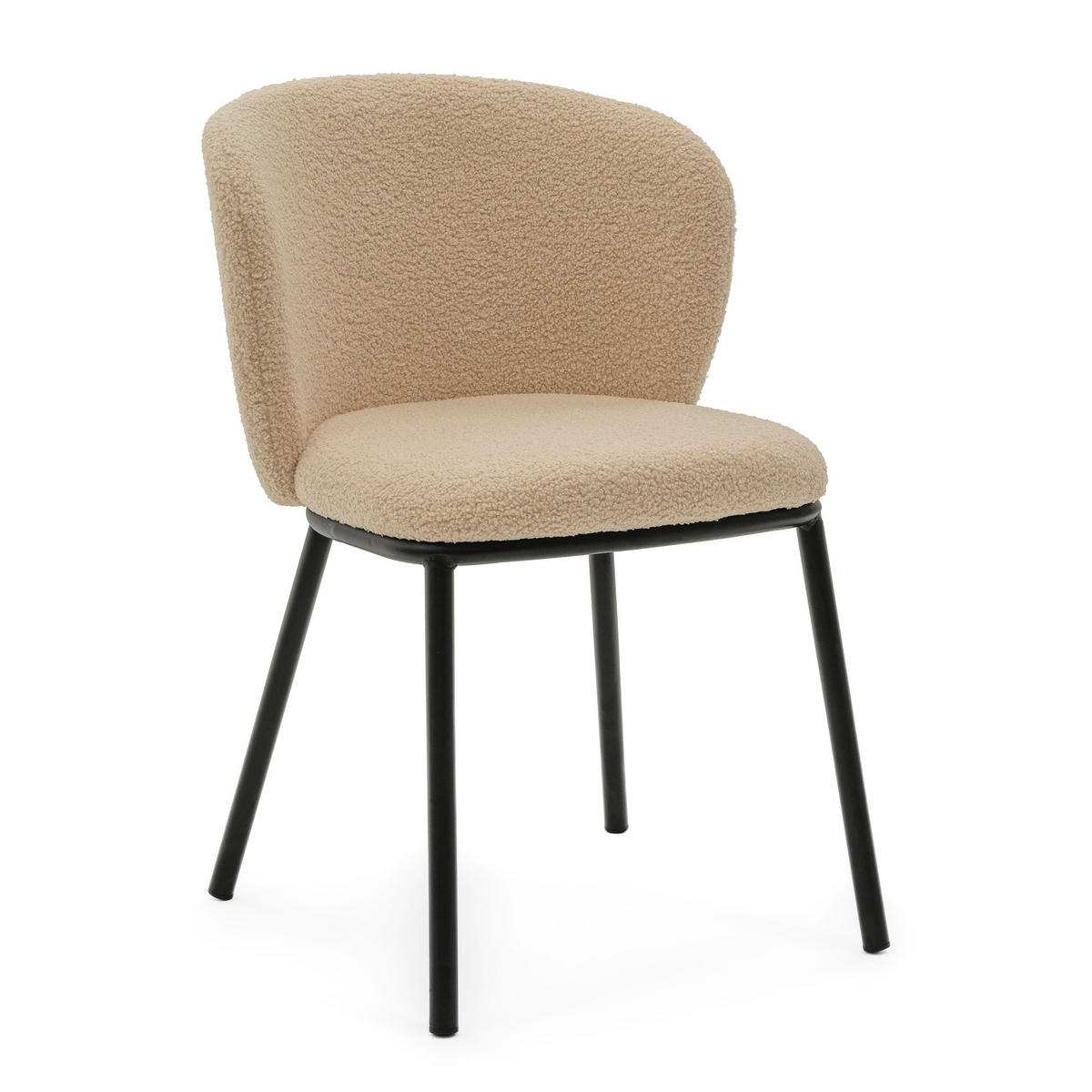 STUHL BARI gepolsterter mit Steppung - beige - Boucle - Beige/Schwarz, Textil/Metall (54/81/57cm) - NEW HOME