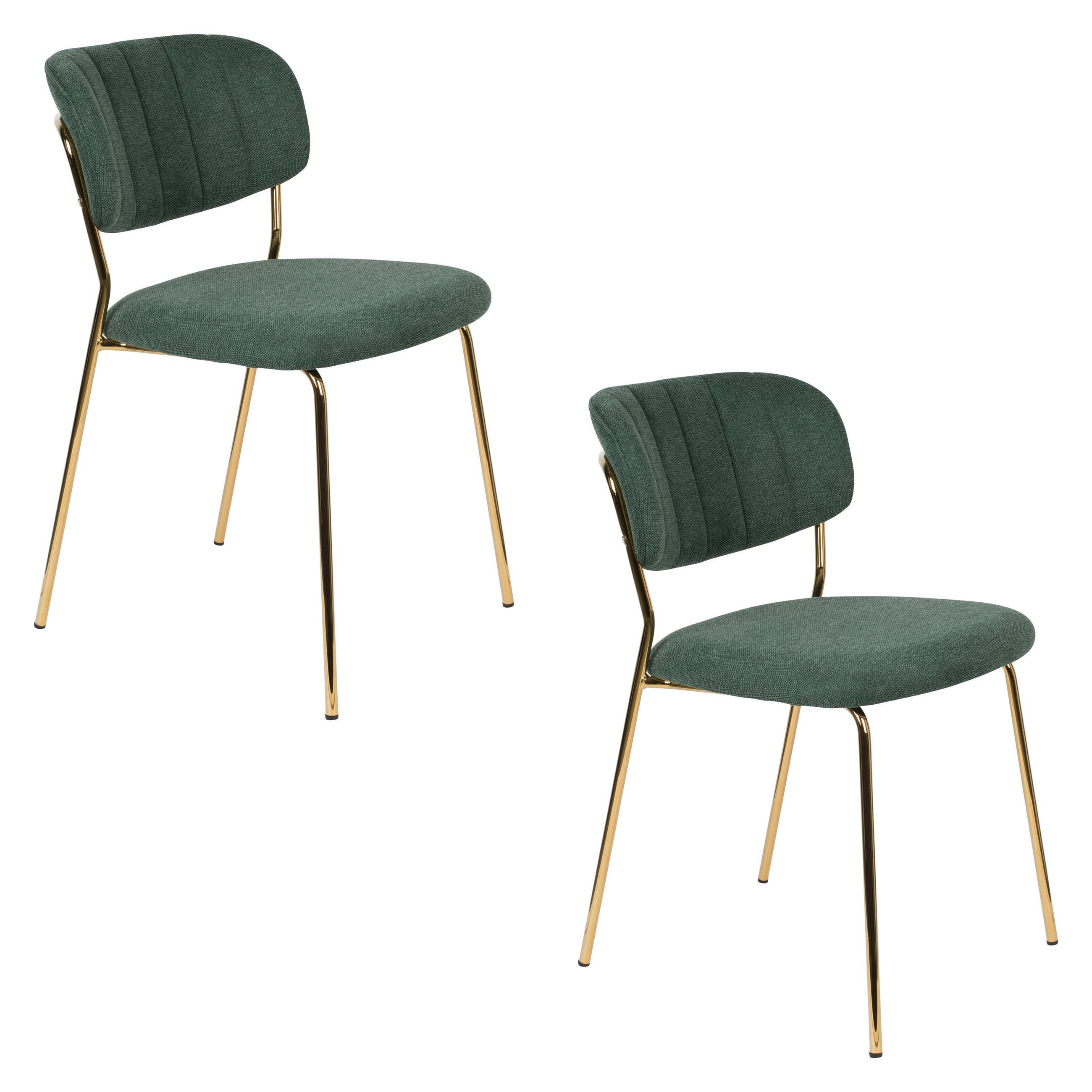 ESSZIMMERSTUHL Jolien Gold/ Dunkelgrün - 2 er Set - Grün, Textil (48/77/56cm) - Housecraft Living