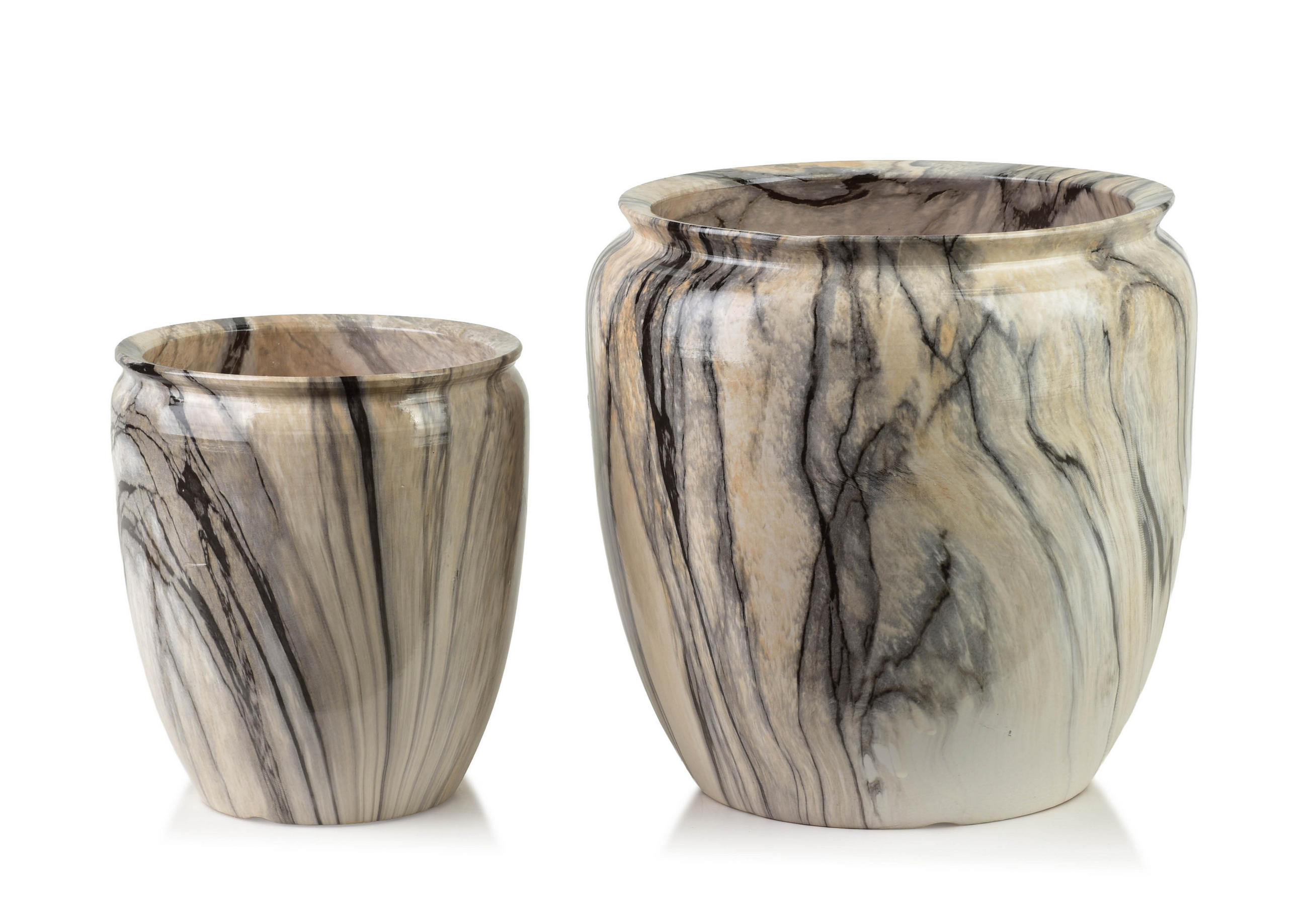 BLUMENTOPF Neva Marble 2er Set Beige 30,5x30,5x30,5/20,5x20,5x23 cm Keramik - Beige, Keramik (30.5/30.5cm) - Mondex