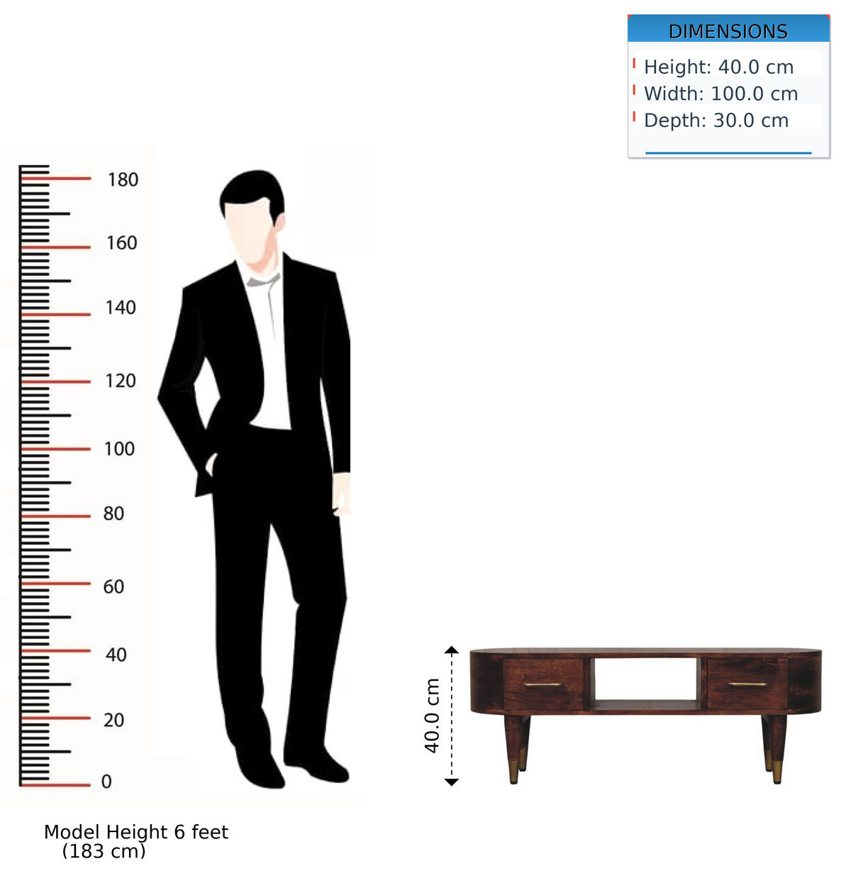 MEDIÁLNA konzola s povrchovou úpravou Wine-Wood-Oak, 2 zásuvky, 1 otvorená polica, tmavohnedá - tmavohnedá, drevo (100/40/30cm) - Artisan Furniture
