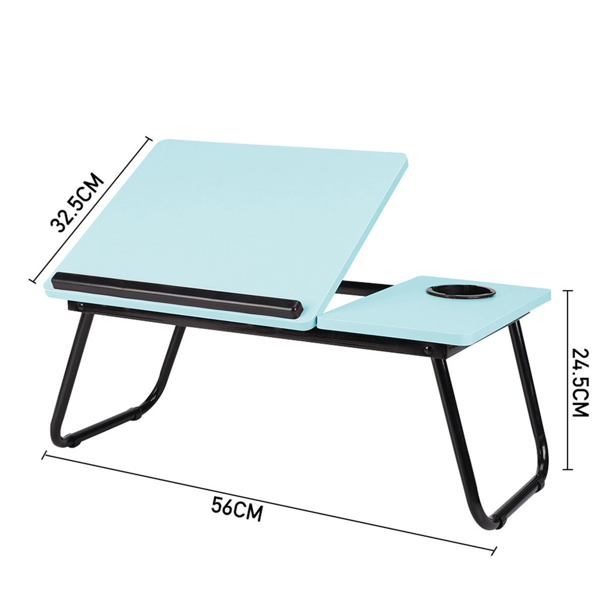 LAPTOP-BETTTISCH mit Getränkehalter Verstellbarer, klappbarer – Blau 5-fach Neigungsverstellung und Becherhalter 56x32,5x24 cm - Blau, Metall (32.5/56/24cm) - Livingandhome