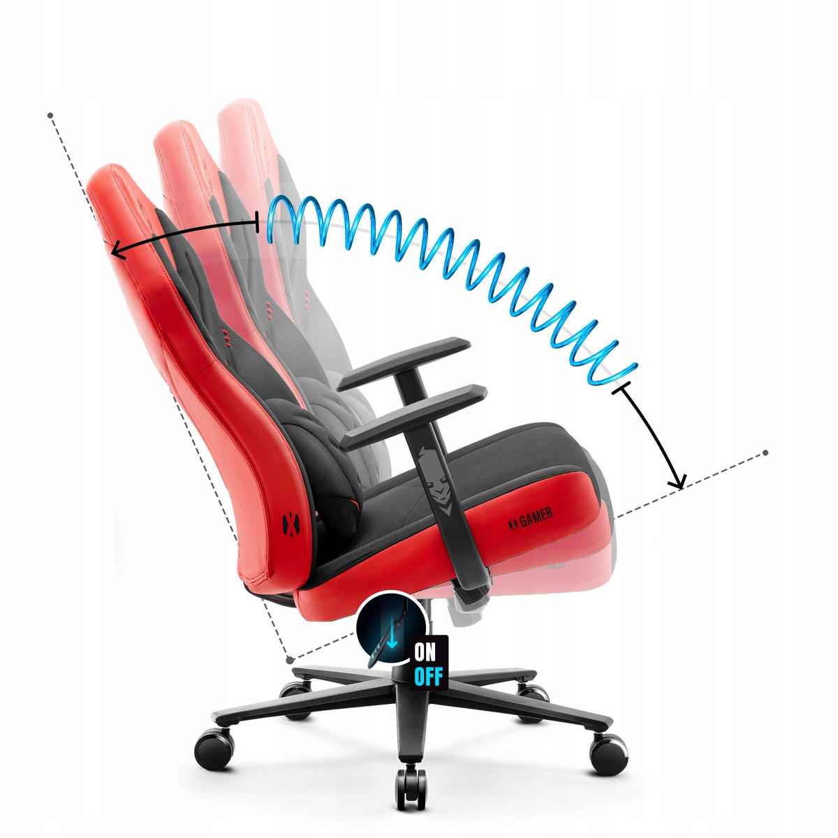 GAMINGSTUHL X-GAMER - Rot/Schwarz, Metall (68/118/56cm) - Diablo Chairs