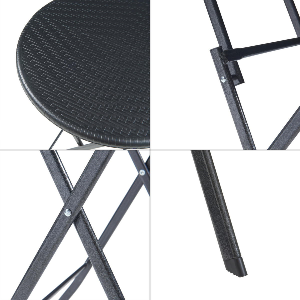 KLAPPTISCH Mark - Schwarz, Kunststoff/Metall (60/60/74cm) - [en.casa]