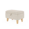 POLSTERHOCKER 49/33/35 cm Stauraum Holzbeine Leinen Beige - Beige/Naturfarben, Holz/Textil (49/35/33cm) - Livingandhome
