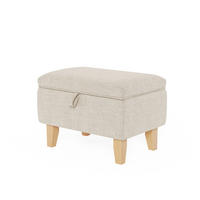 POLSTERHOCKER 49/33/35 cm Stauraum Holzbeine Leinen Beige - Beige/Naturfarben, Holz/Textil (49/35/33cm) - Livingandhome