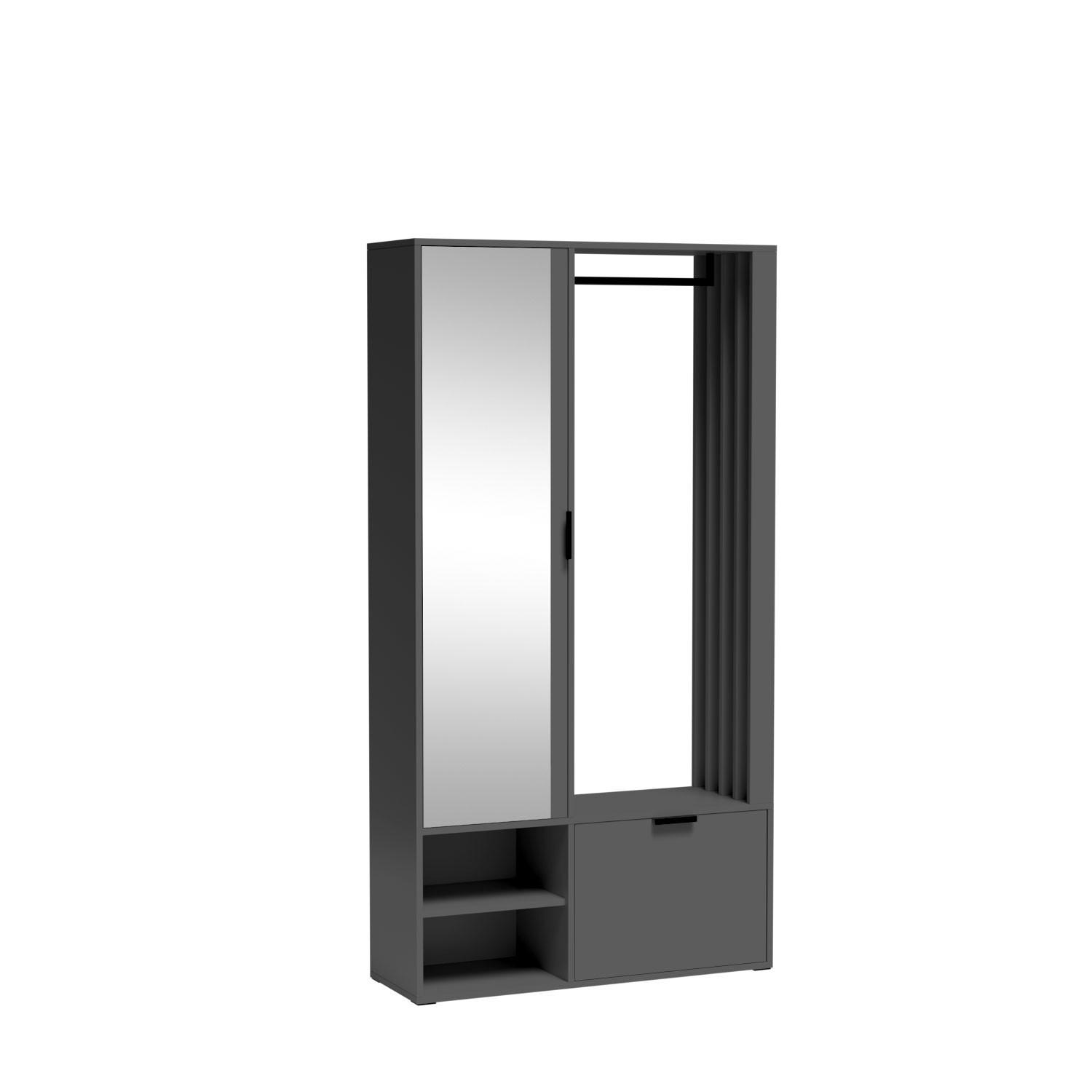 GARDEROBENSCHRANK SETA 100/189/33 Modern Garderobenschrank Grau - Grau, Holzwerkstoff (100/189.4/33cm) - MASSENO