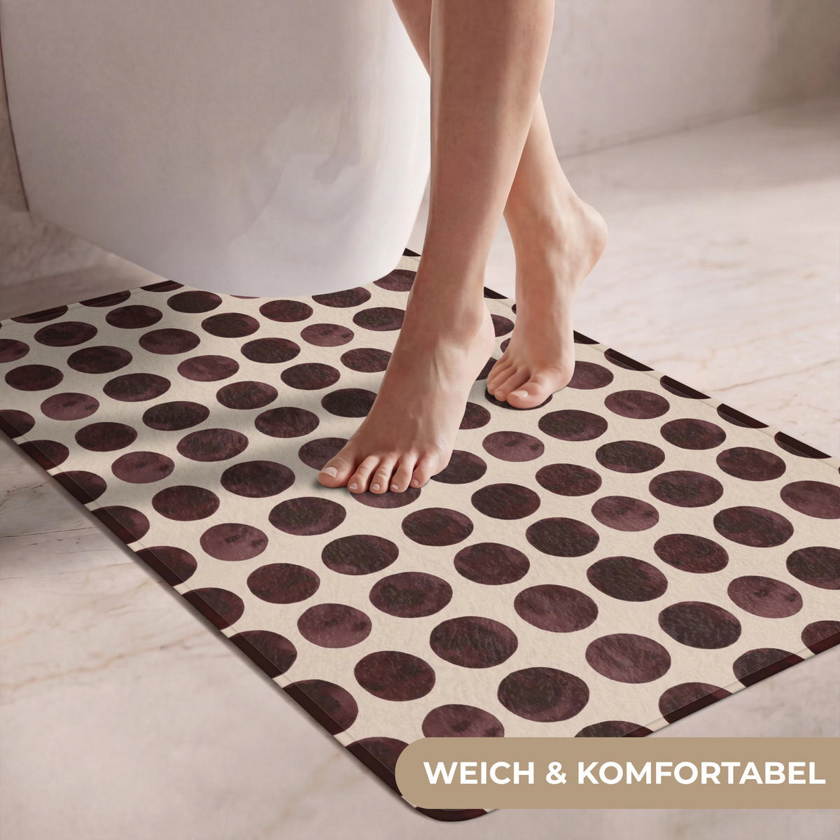 WC PŘEDLOŽKA Puntíky - Vzor - Hnědý 60x90 cm - bordeaux, textil/plast (60/1cm) - OnlyWow