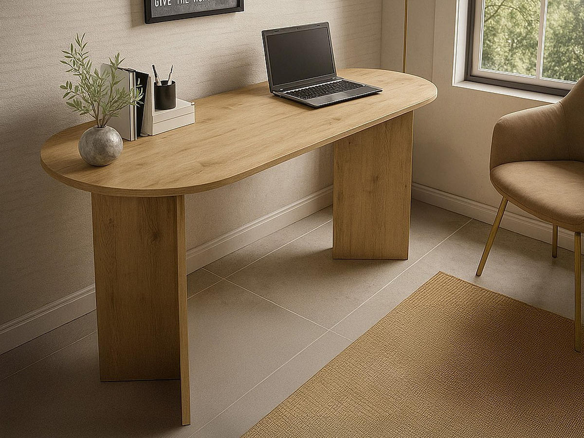 KONSOLENSCHREIBTISCH - Holzfarben hell - TOPANIA - Naturfarben, Holz (59.6/140/74cm) - Vente-Unique