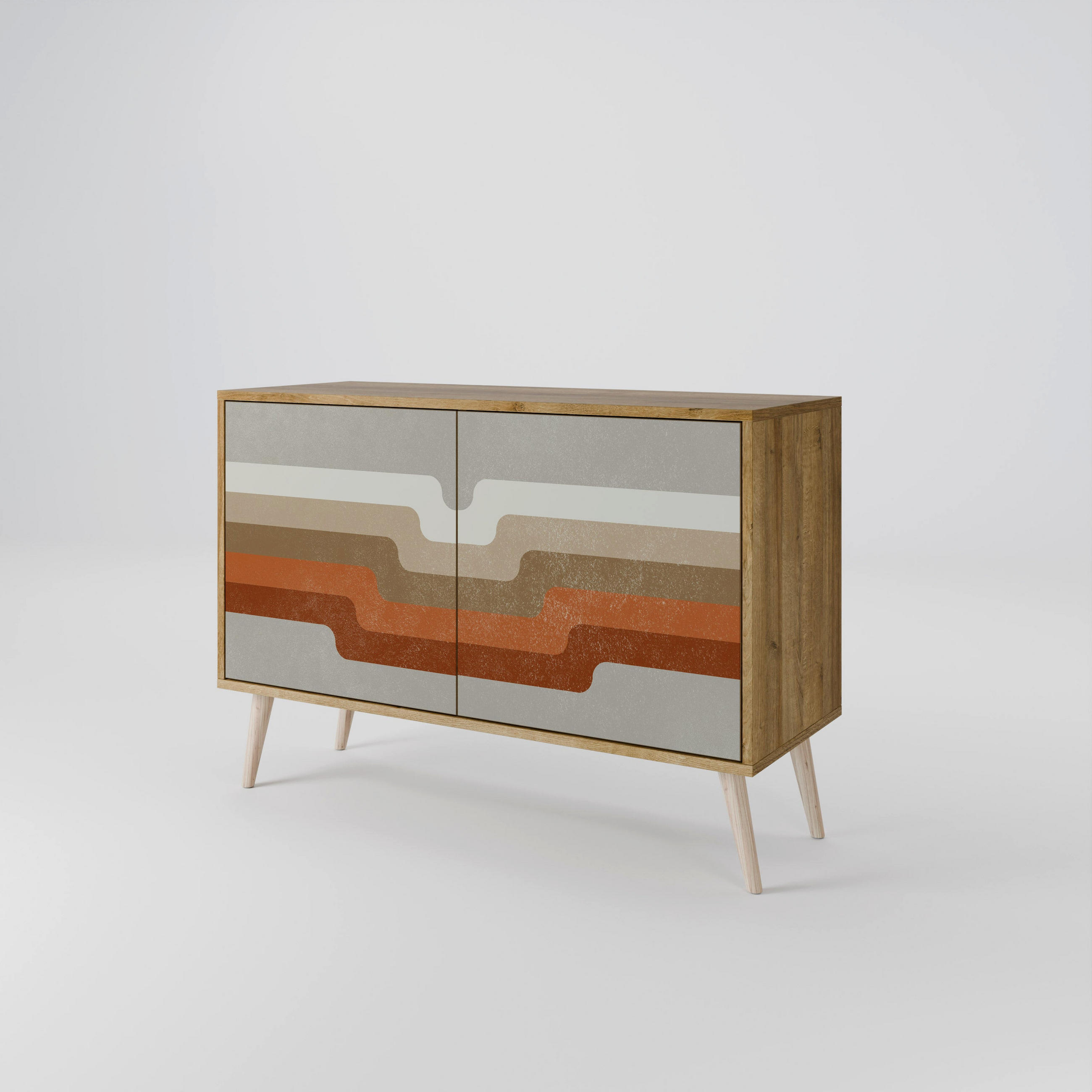 SIDEBOARD PECULIAR TRAIL, Eicheneffekt, 111x42x77,5 cm, 2 Türen - Eichefarben/Buchefarben, Holzwerkstoff/Buchenholz (111/77.5/42cm) - SpaceRebels