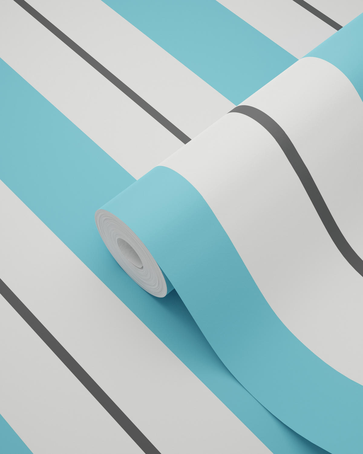 TAPETE Streifen 53 cm x 10.05 m - Türkis, Papier (53/1000cm) - ESTAhome