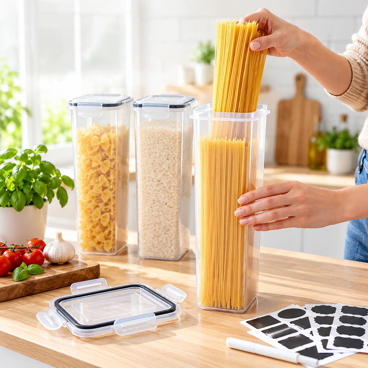 DÓZY Transparentné sada-6 ks 2,8 l - priehľadné, plast - Relaxdays