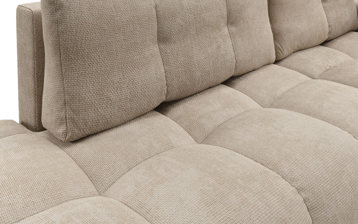 ECKSOFA DUCA R-S Beige Chenille mit Schlaffunktion - Beige, Holz (266.5/266.5cm) - MASSENO