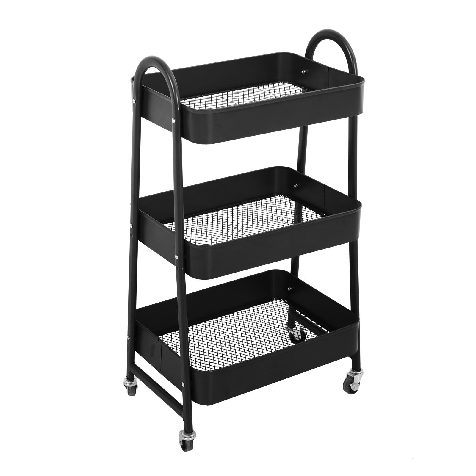 SERVIERWAGEN mit 3 Etagen Schwarz - Schwarz, Metall (42/80/31.5cm) - SVITA