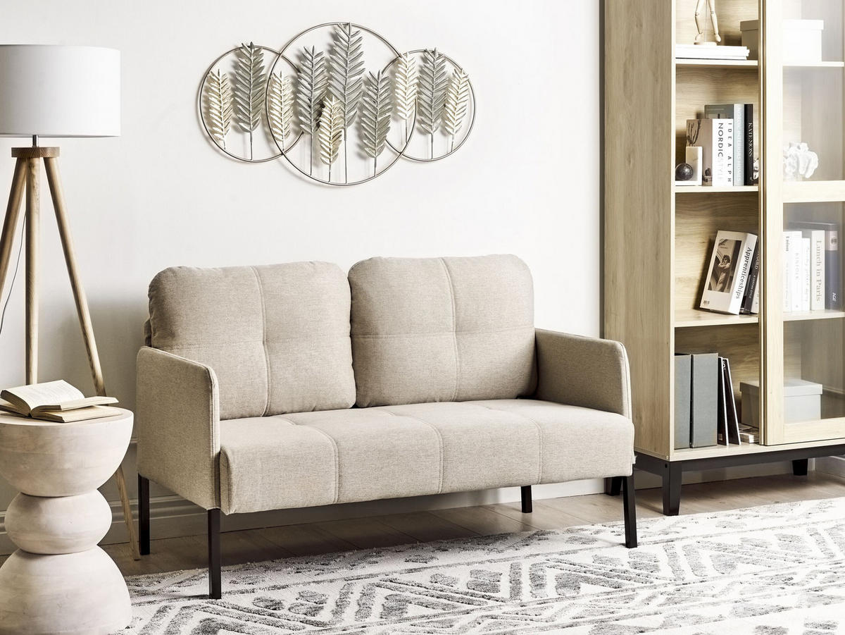 2-SITZER-SOFA beige Lahti - Beige/Schwarz, Textil (124/70/70cm) - Beliani