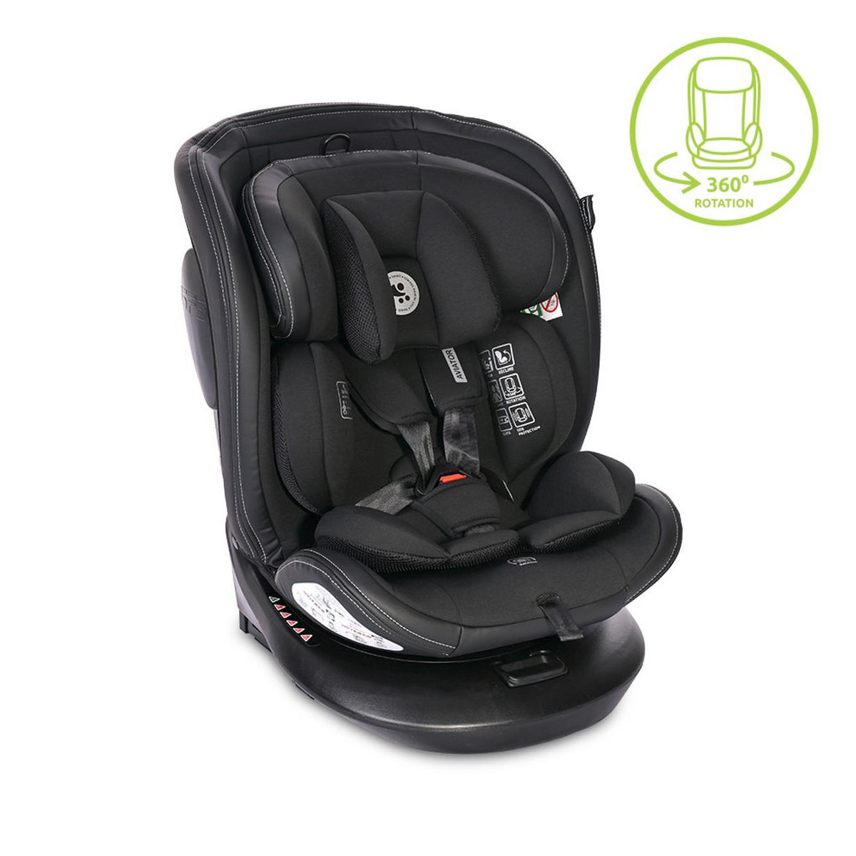KINDERSITZ i-Size Aviator schwarz (40-150cm) 360° drehbar, verstellbar, Isofix - Schwarz, Kunststoff (47/62/52cm) - Lorelli