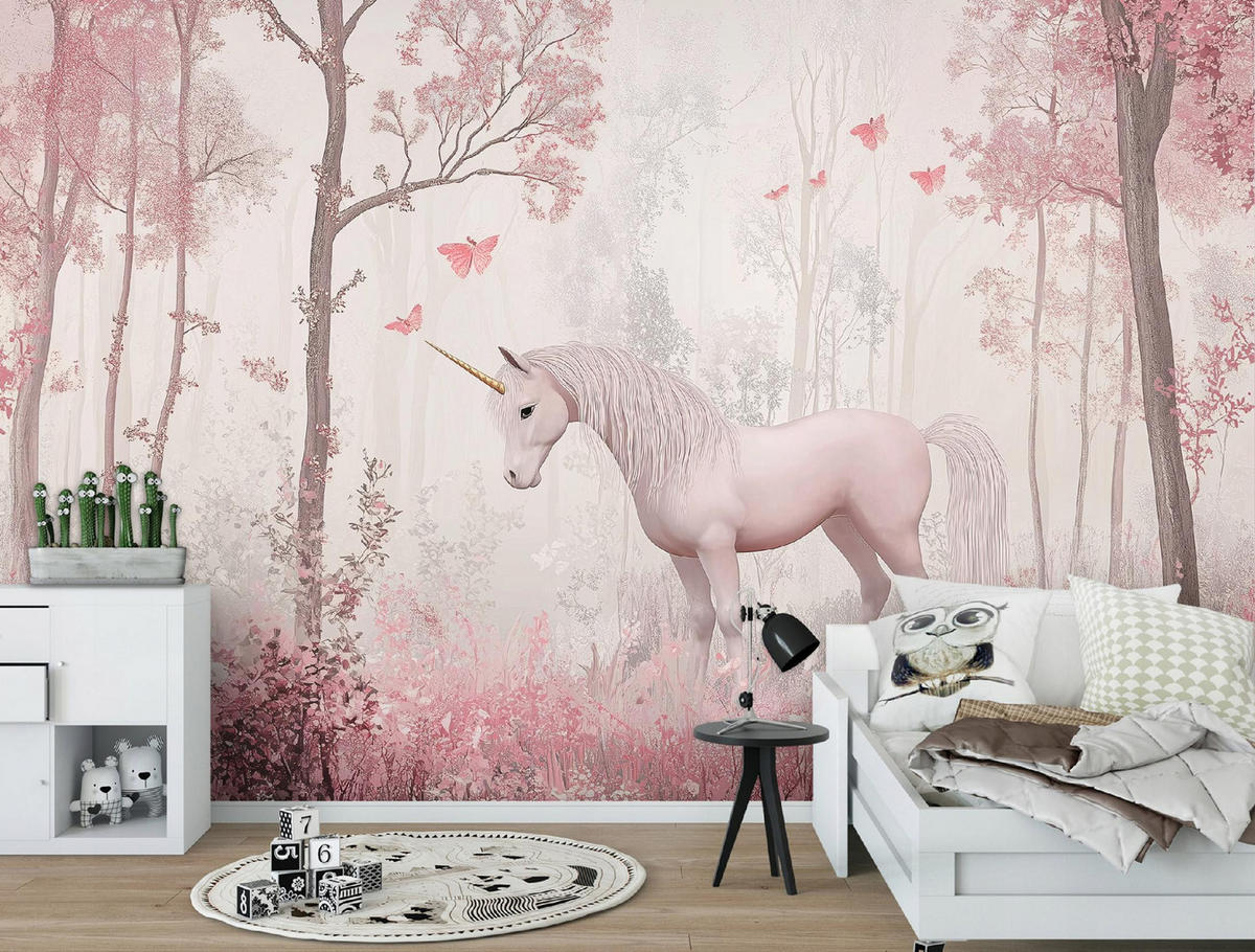 TAPETE Kinderzimmer Mädchen Einhorn Vlies Fototapete 150x105 - Multicolor, Papier (150/105cm) - Wallarena