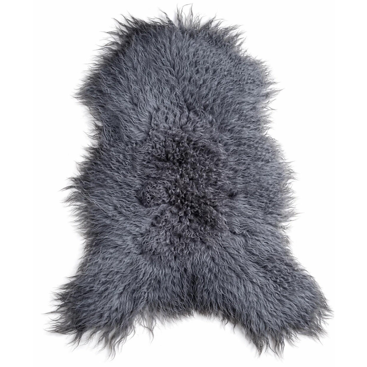 LAMMFELL Island Langhaar natur lockig weich Premium Silber Grau ca. 115 cm - Grau, Fell (65/115cm) - Provellus