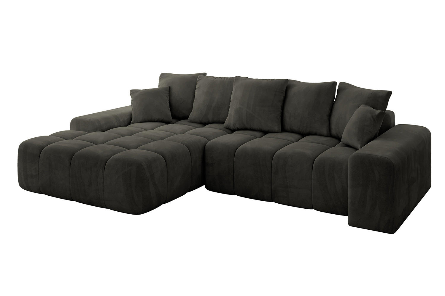 ECKSOFA Ottomane Links ENSI-L - 267x164x88 cm Schwarz - Schwarz, Holzwerkstoff/Kunststoff (267/164cm) - ALTDECOR