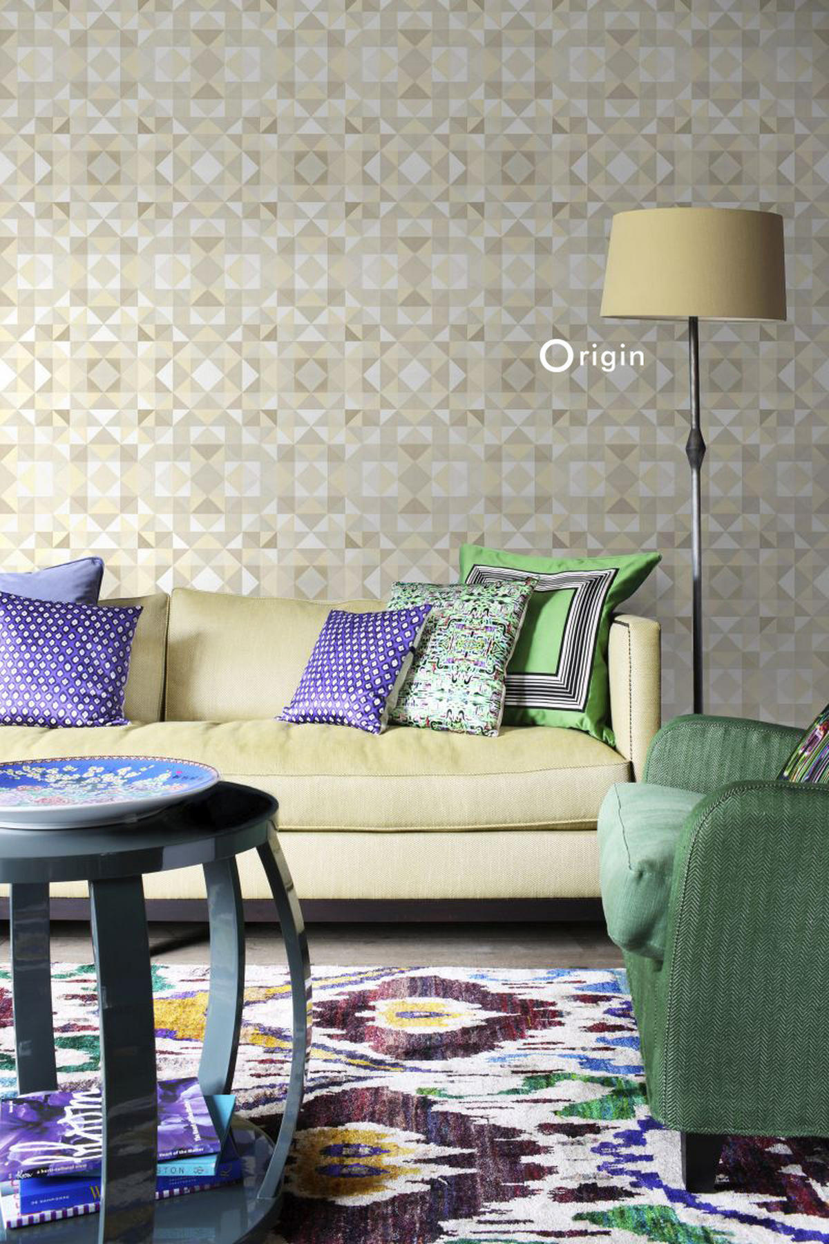 TAPETE kubistisches Muster 53 cm x 10.05 m - Beige, Papier (53/1000cm) - Origin Wallcoverings