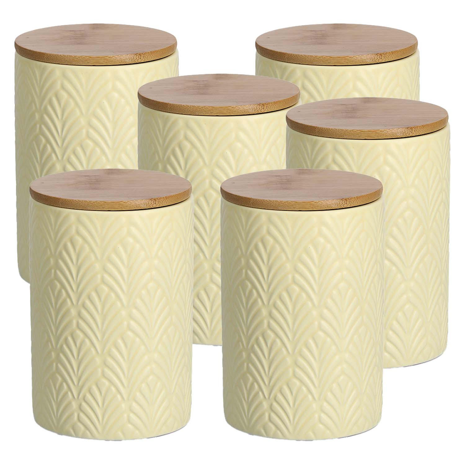 VORRATSDOSE 6 Stück Keramik mit Bambusdeckel, gelb - 720ml, Ø 10cm - Gelb, Keramik (10/15/10cm) - Zeller Present