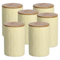 VORRATSDOSE 6 Stück Keramik mit Bambusdeckel, gelb - 720ml, Ø 10cm - Gelb, Keramik (10/15/10cm) - Zeller Present