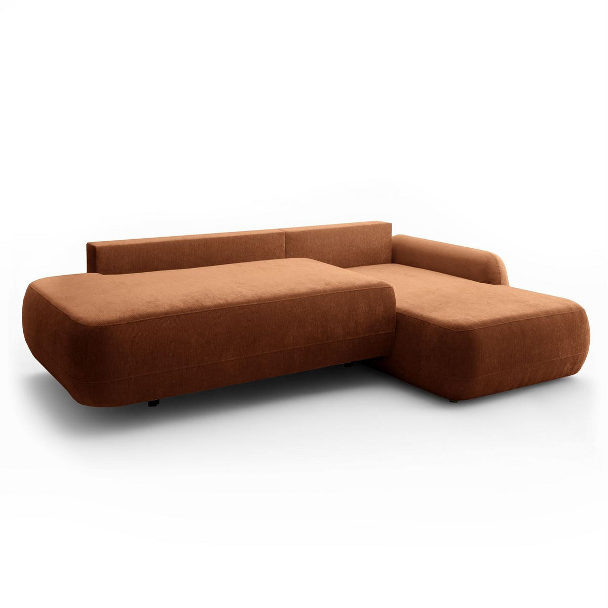 ECKSOFA GOYA mit Schlaffunktion und Bettkasten, Rechte, Perfect Harmony 52 - Rotbraun, Textil (302/184cm) - Lookway