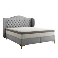 BETT mit Taschenmatratze LEGEND, Whisper-Stoff Grau 140x200 cm - Grau, Holz/Textil (140/200cm) - Kaiser Möbel