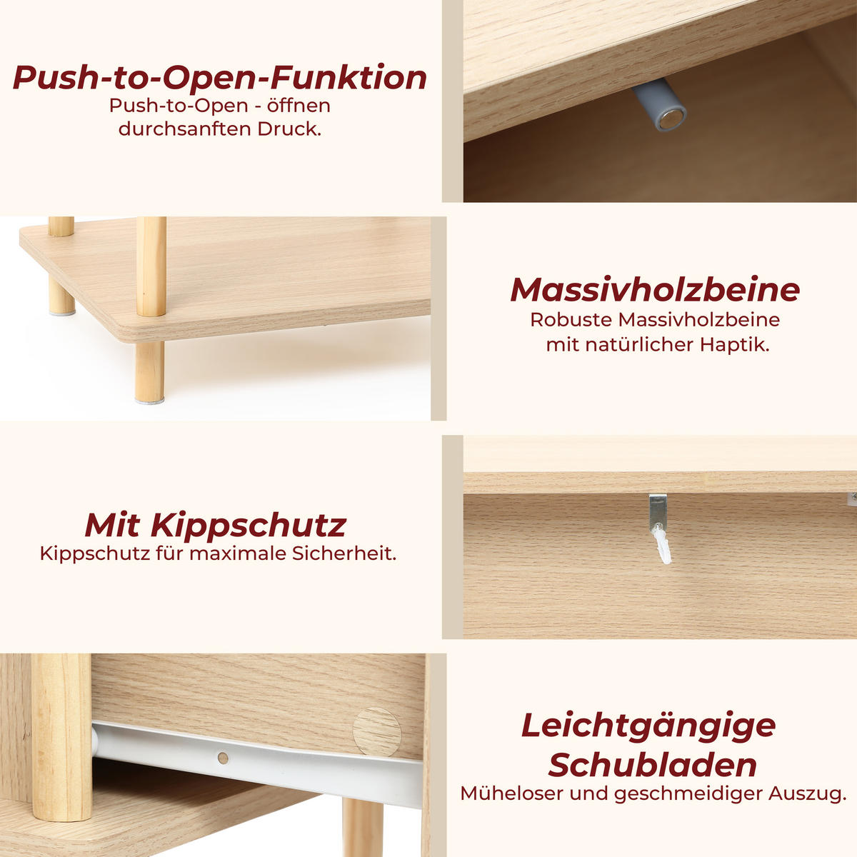 NACHTTISCH Holz mit Schublade | B40 x T35 x H60 cm - Naturfarben, Holz/Holzwerkstoff (40/60/30cm) - Hometopia