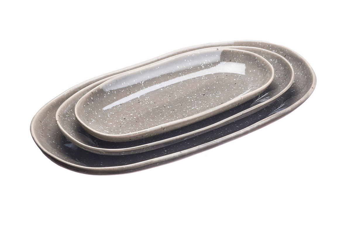 SERVIERPLATTEN Stellar - 3er-Set - Betongrau - Grau, Keramik (1/1/1cm) - Björn