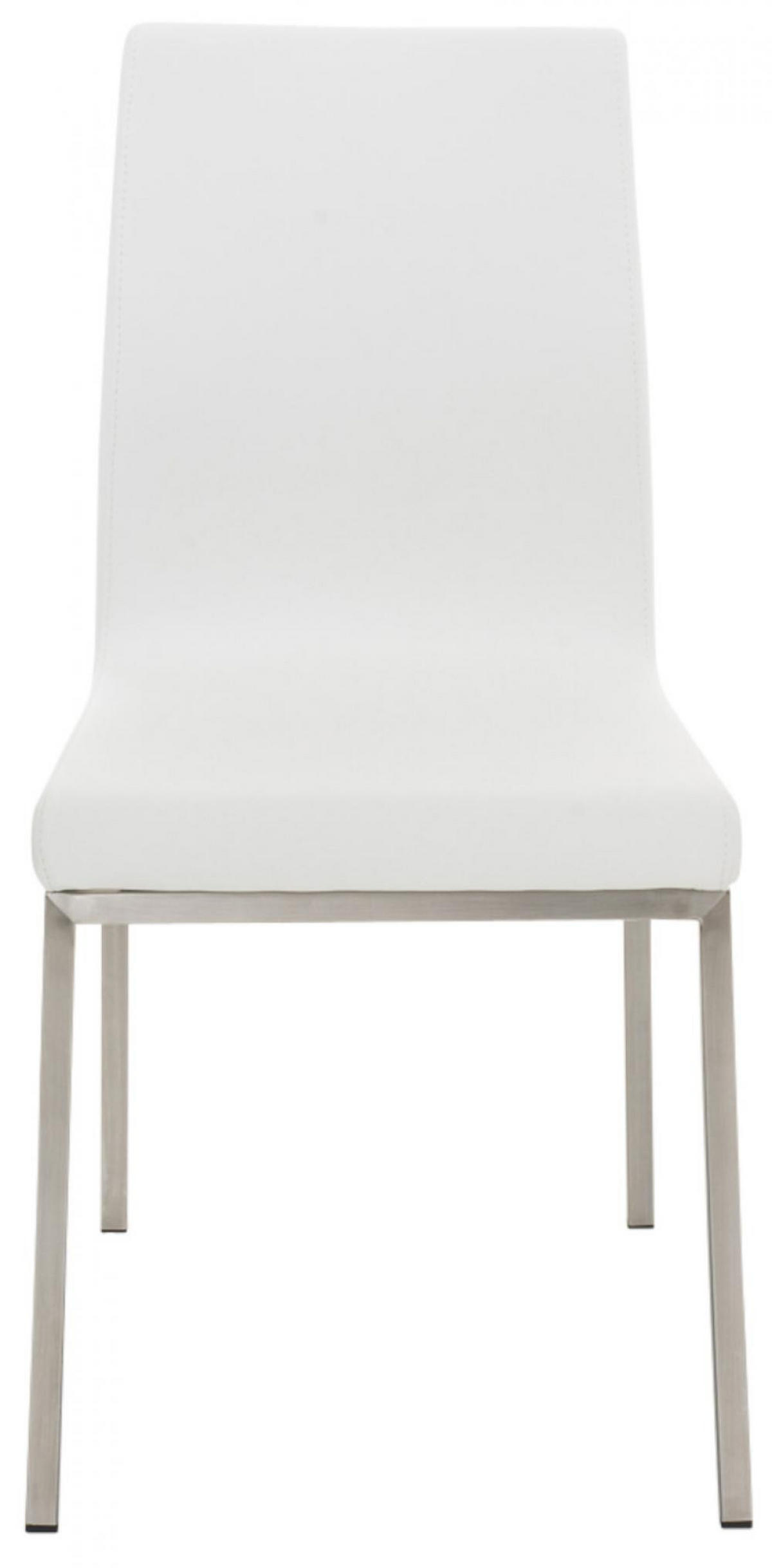 STUHL 2er Set Lederlook weiß - Edelstahlfarben/Weiß, Textil/Metall (40/88/50cm) - CLP