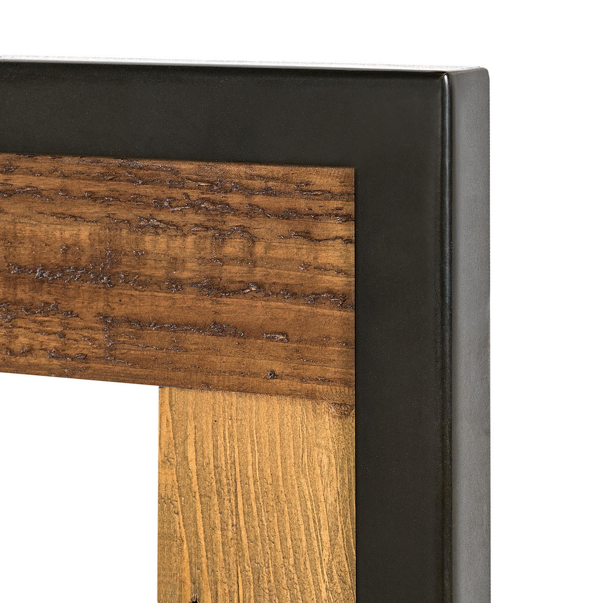 SPIEGEL - Pinie massiv / Metall - Schwarz/Pinienfarben, Holz (90/70/3cm) - home24