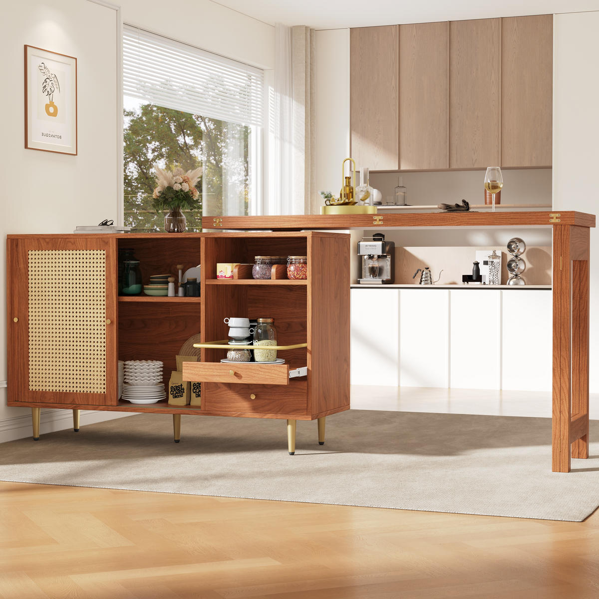 BARTISCH Braun 107/40/71,4 cm - Braun, Holzwerkstoff (40/76/187cm) - Urban Meuble