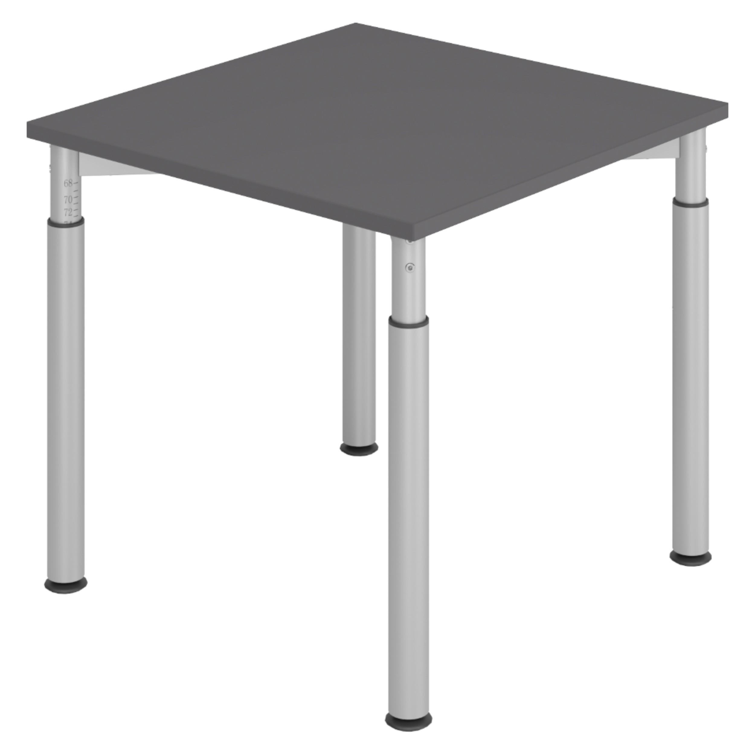 SCHREIBTISCH Serie-Y 80/80/74 cm in Graphitfarben/Silberfarben - Silberfarben/Graphitfarben, Holzwerkstoff (80/80/74cm) - bümö