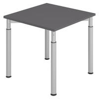 SCHREIBTISCH Serie-Y 80/80/74 cm in Graphitfarben/Silberfarben - Silberfarben/Graphitfarben, Holzwerkstoff (80/80/74cm) - bümö