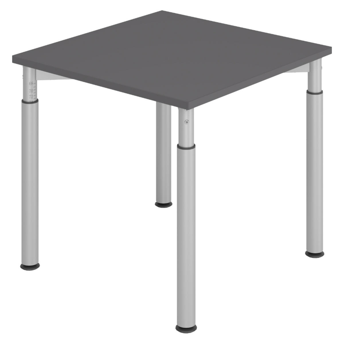 SCHREIBTISCH Serie-Y 80/80/74 cm in Graphitfarben/Silberfarben - Silberfarben/Graphitfarben, Holzwerkstoff (80/80/74cm) - bümö