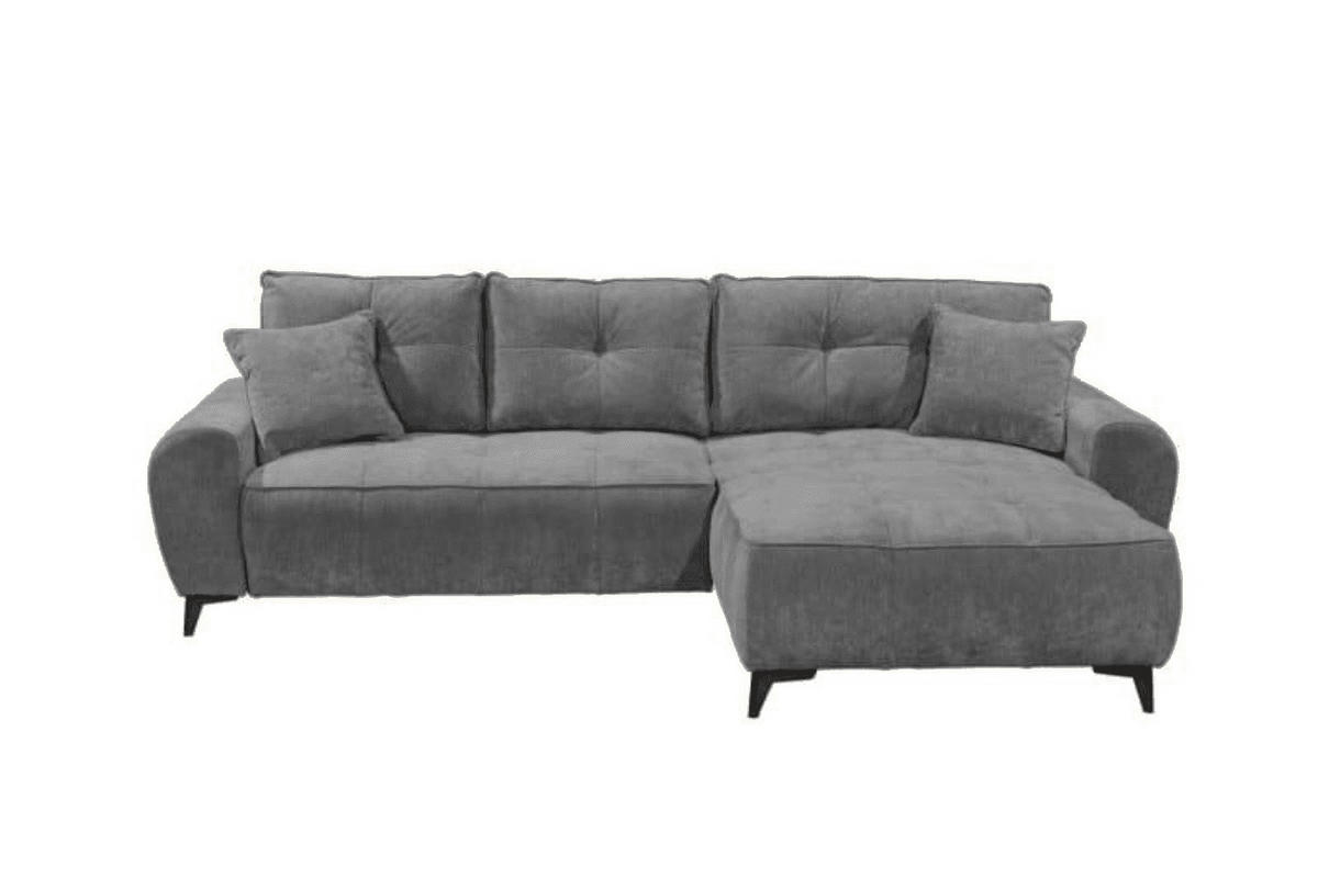 ECKSCHLAFSOFA mit Schlaffunktion und Bettkasten, beidseitig montierbar - Schwarz/Grau, Kunststoff/Textil (284/191cm) - ed exciting design