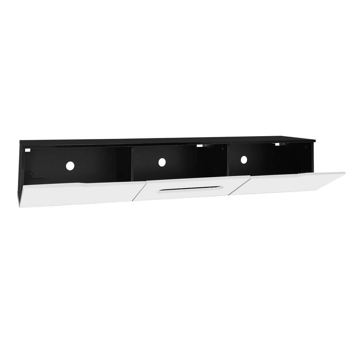 TV-SCHRANK hängend mit 16-Farb-LED, Hochglanz, Wandmontage - Schwarz, Holz (180/35/30cm) - PARAFTA HOME