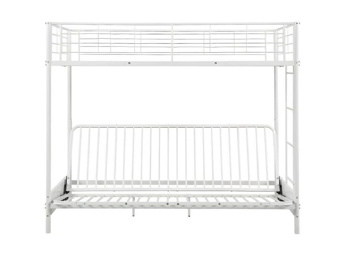 HOCHBETT mit Schlafsofa mit Matratze + Futonmatratze - 90 x 190 cm - Metall - Weiß - MODULO V - Schwarz/Weiß, Metall - Vente-Unique