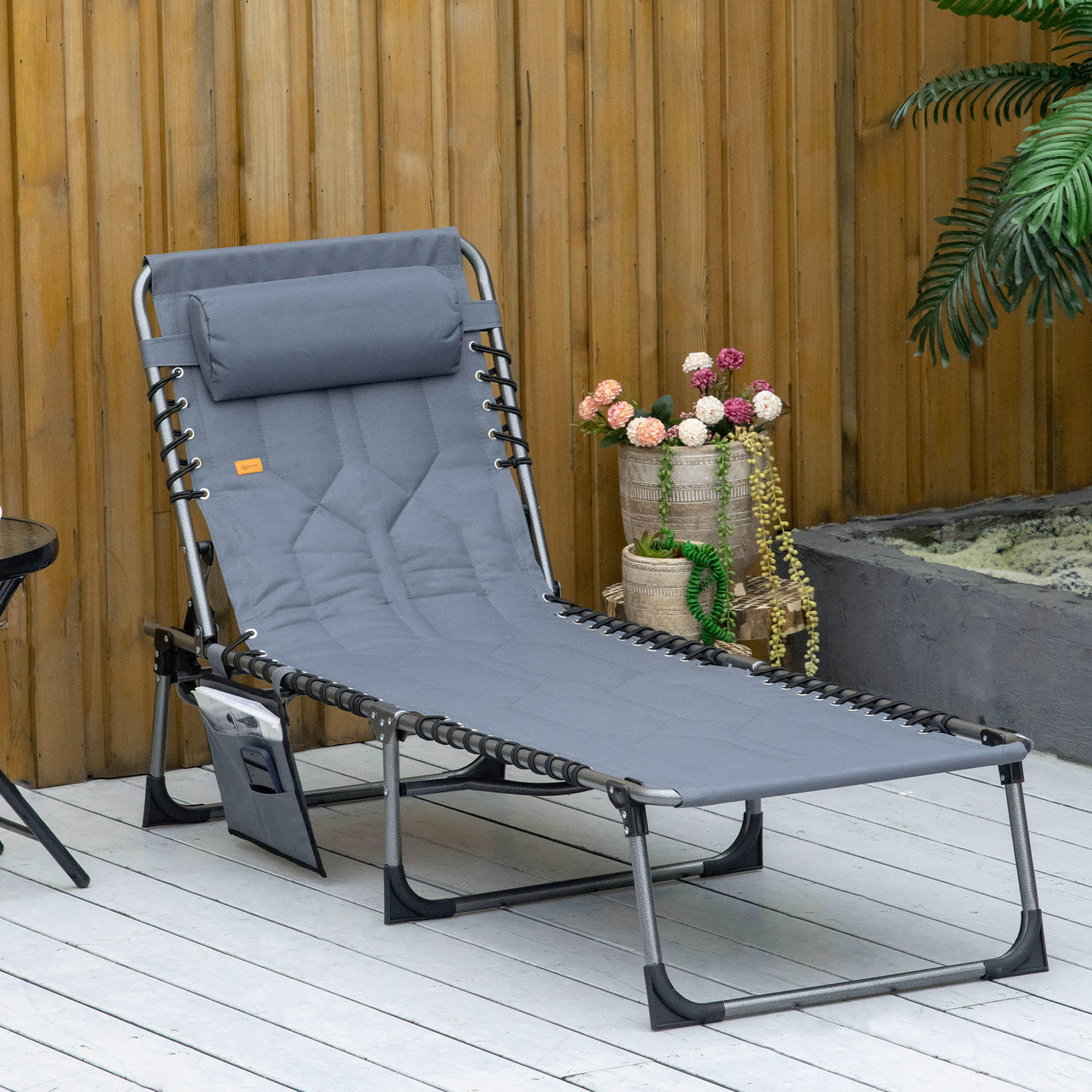 SONNENLIEGE klappbar - Grau, Metall (57/30/188cm) - Outsunny