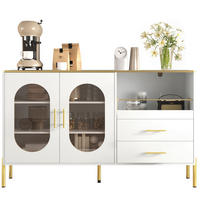 SIDEBOARD 140/38/90 cm aus MDF mit 2 Schubladen und Glastüren Weiß - Weiß, Holzwerkstoff (140/90/38cm) - Modenvie