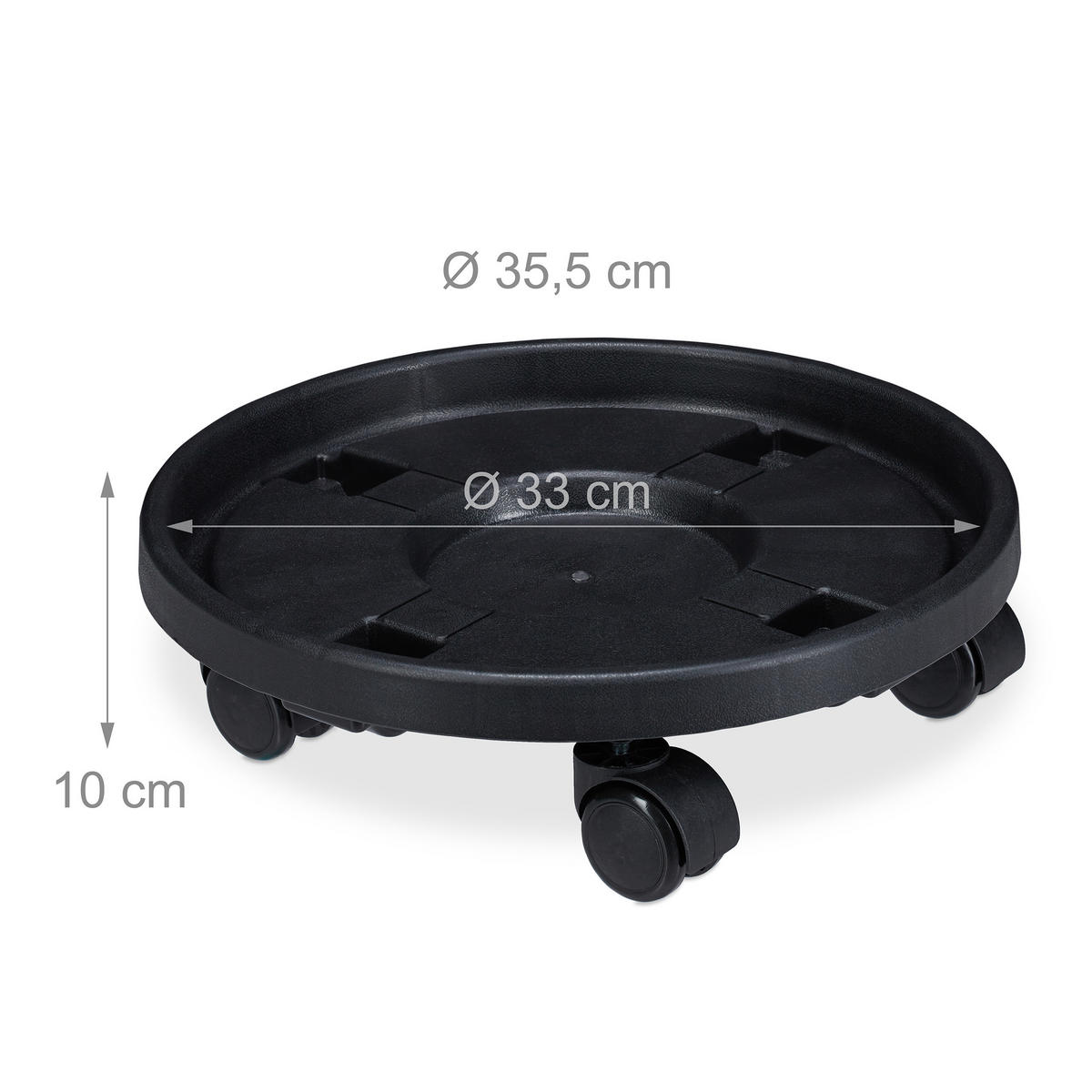 2XPFLANZENROLLER - Schwarz, Kunststoff/Metall (35.5/10/35.5cm) - Relaxdays