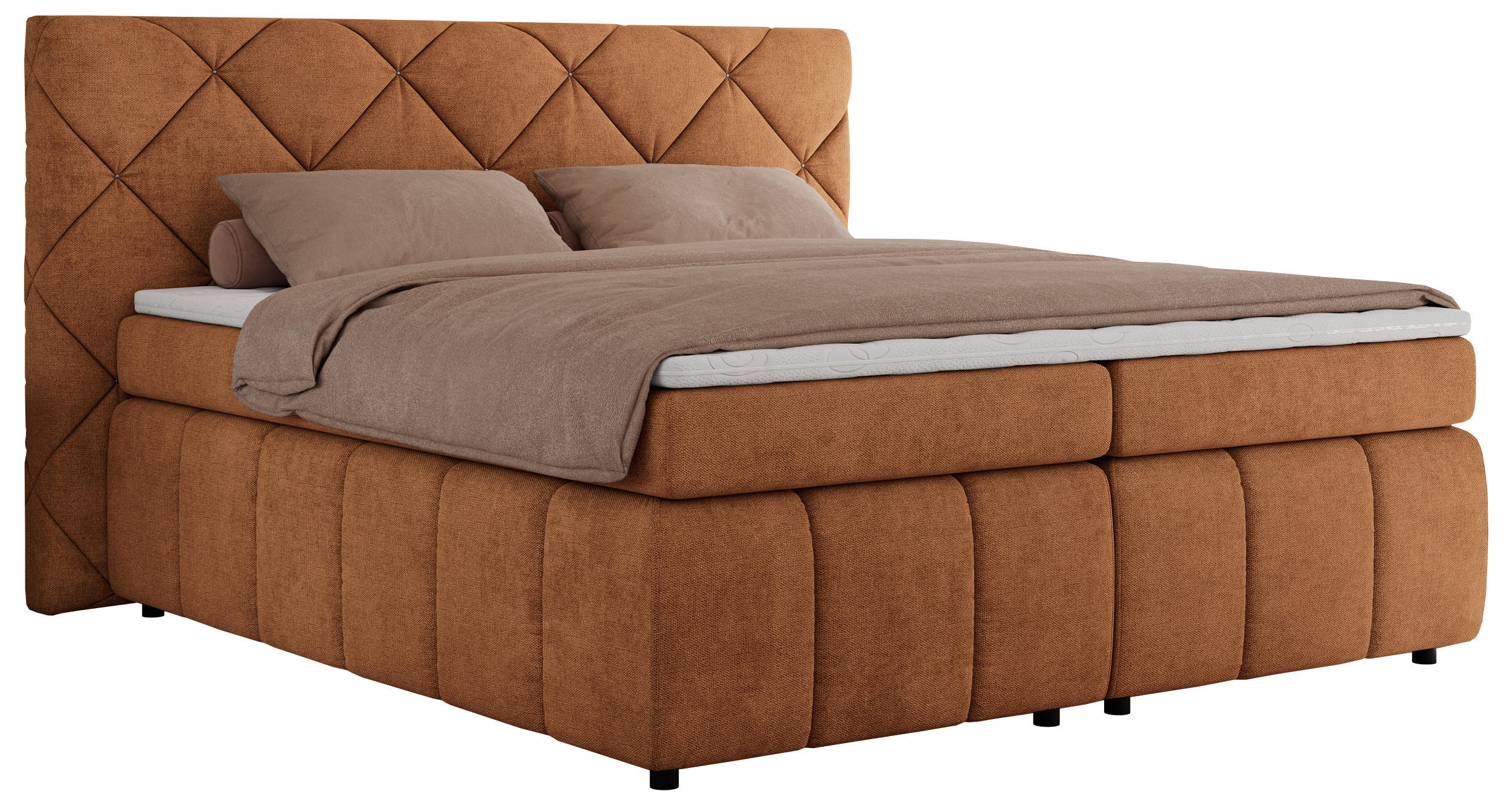 BOXBETT RITA 140/200 - Orange Struktur - H3 - Orange, Holz/Textil (140/200cm)